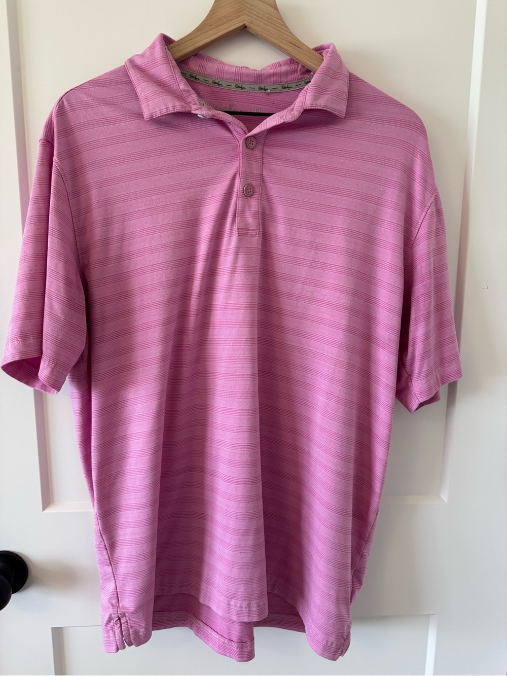 Walter Hagen Pink Striped Golf Polo Size Large